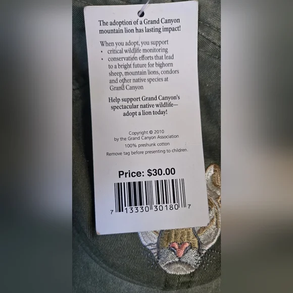 Grand Canyon Olive Cap with Embroidered mountain Lion NWT - Picture 3 of 7